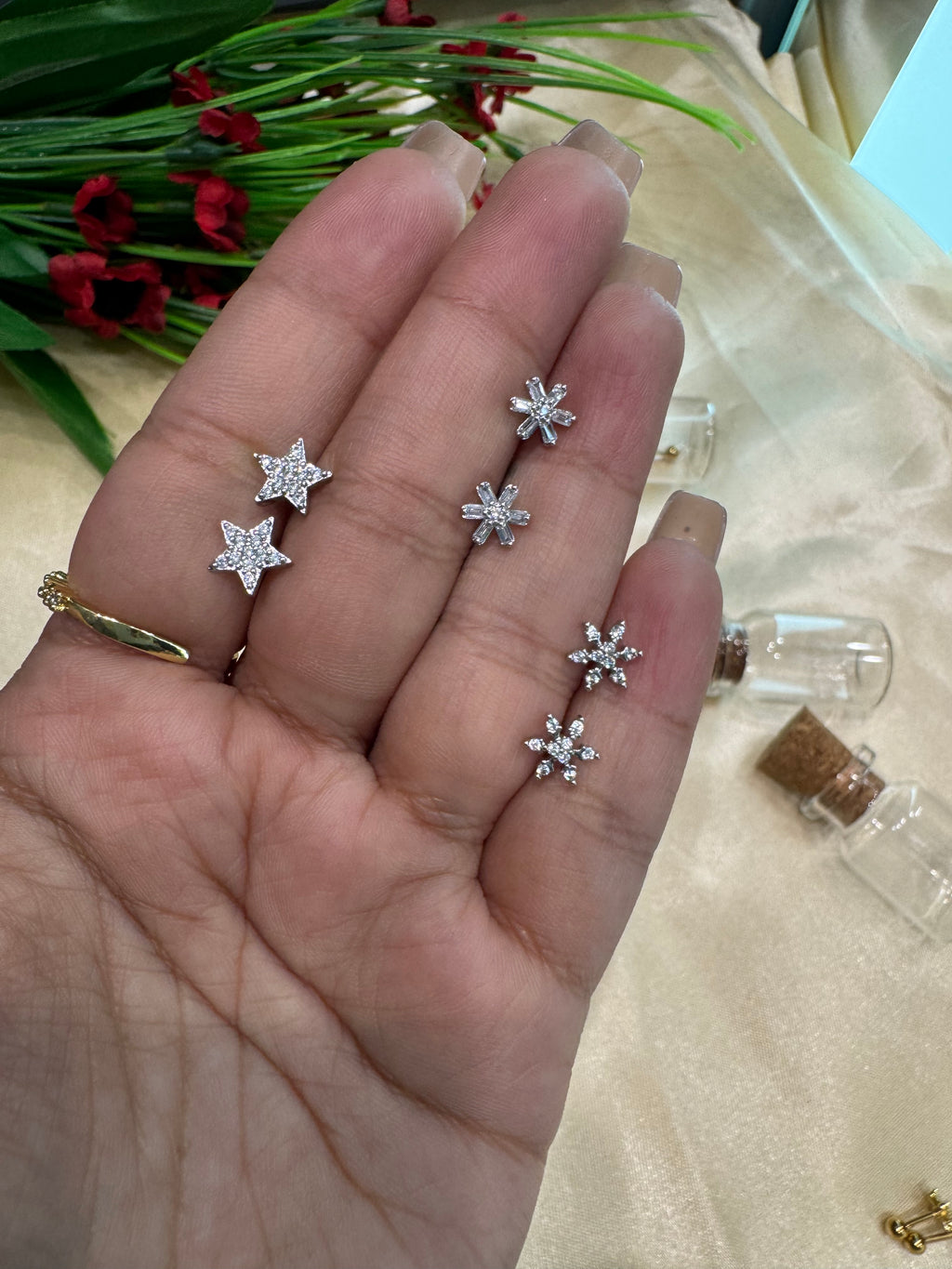 Crystal Snow Ball Back Studs