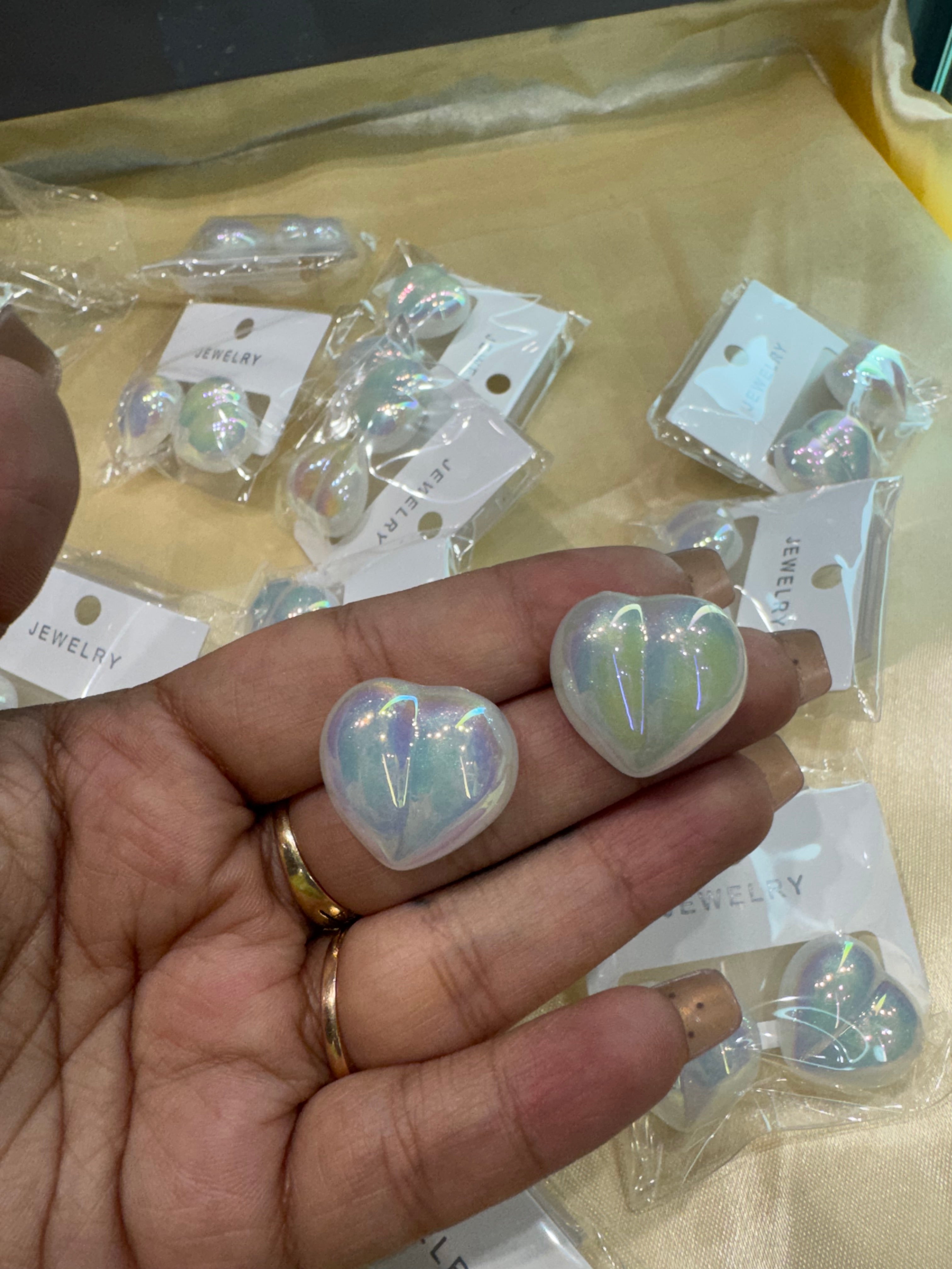 Opal Heart Studs