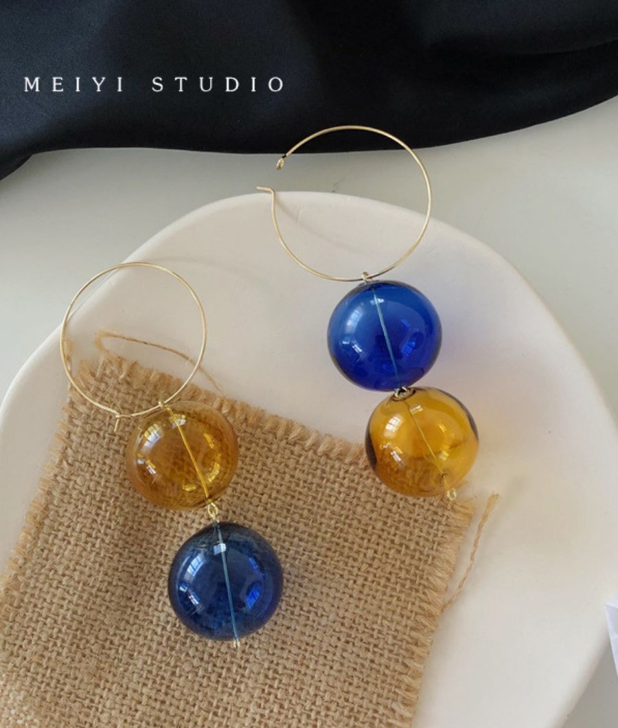 Midnight Amber Hoops