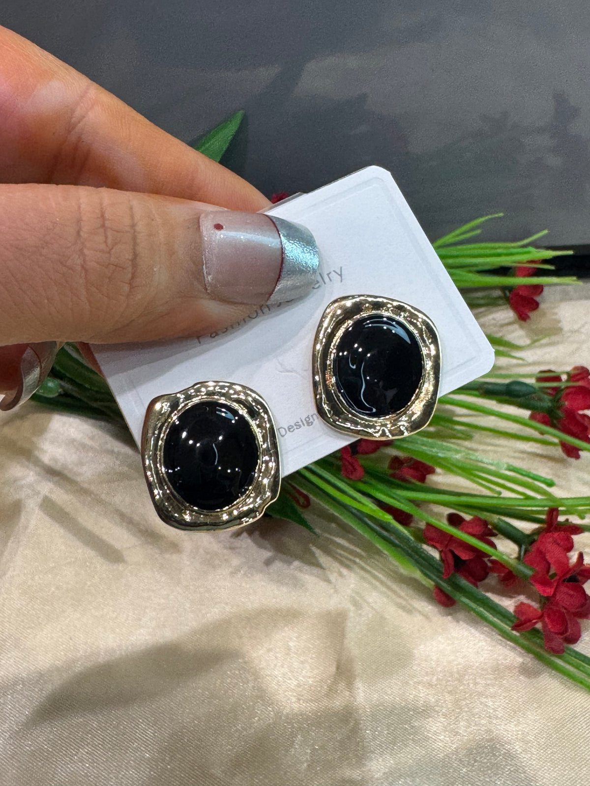 Black Enamel Studs