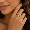 Solstice Fluted Gold Pearl Ring