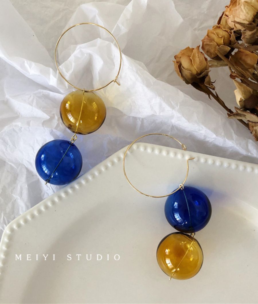 Midnight Amber Hoops