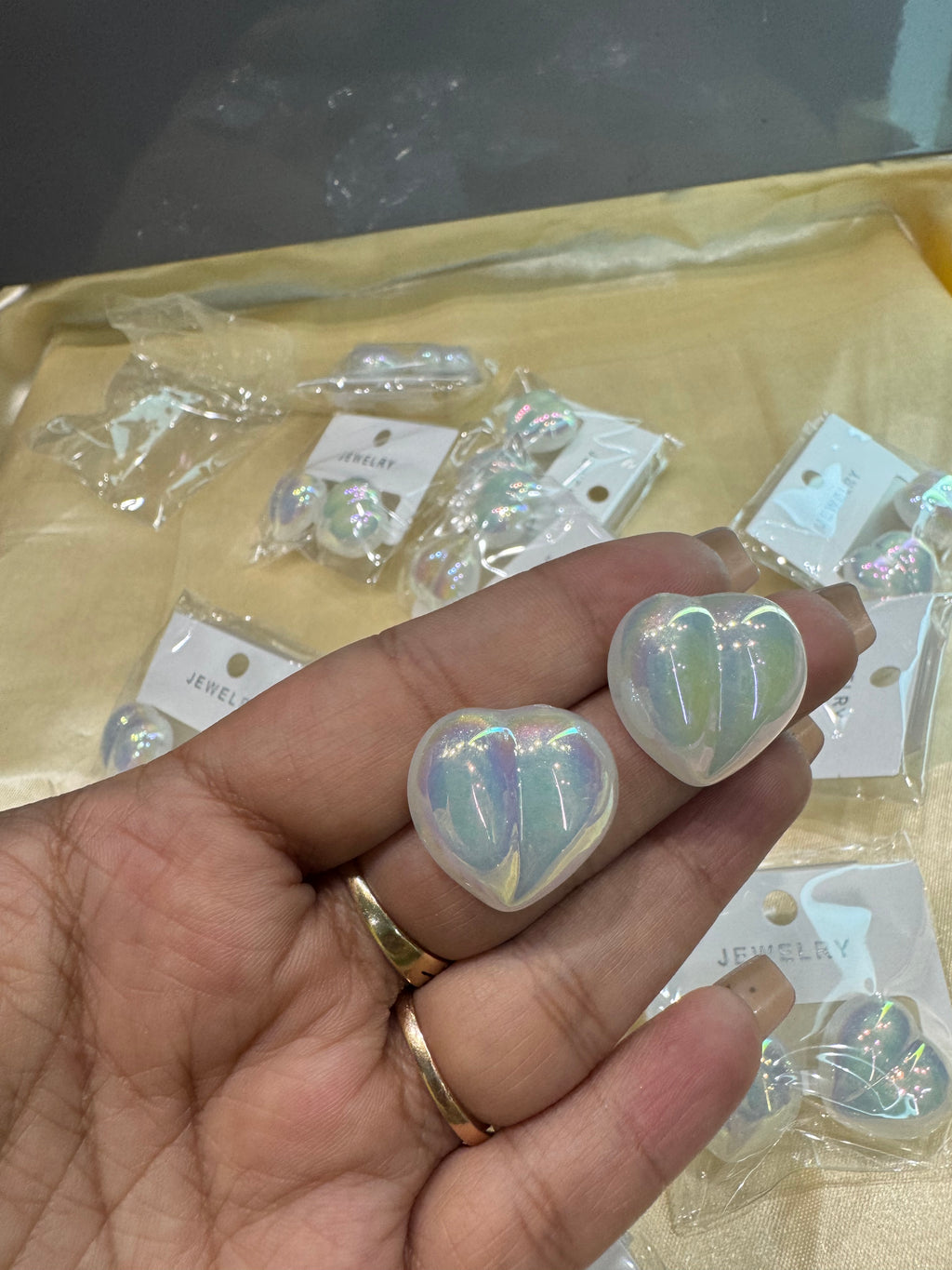 Opal Heart Studs