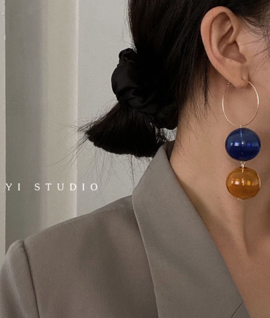 Midnight Amber Hoops