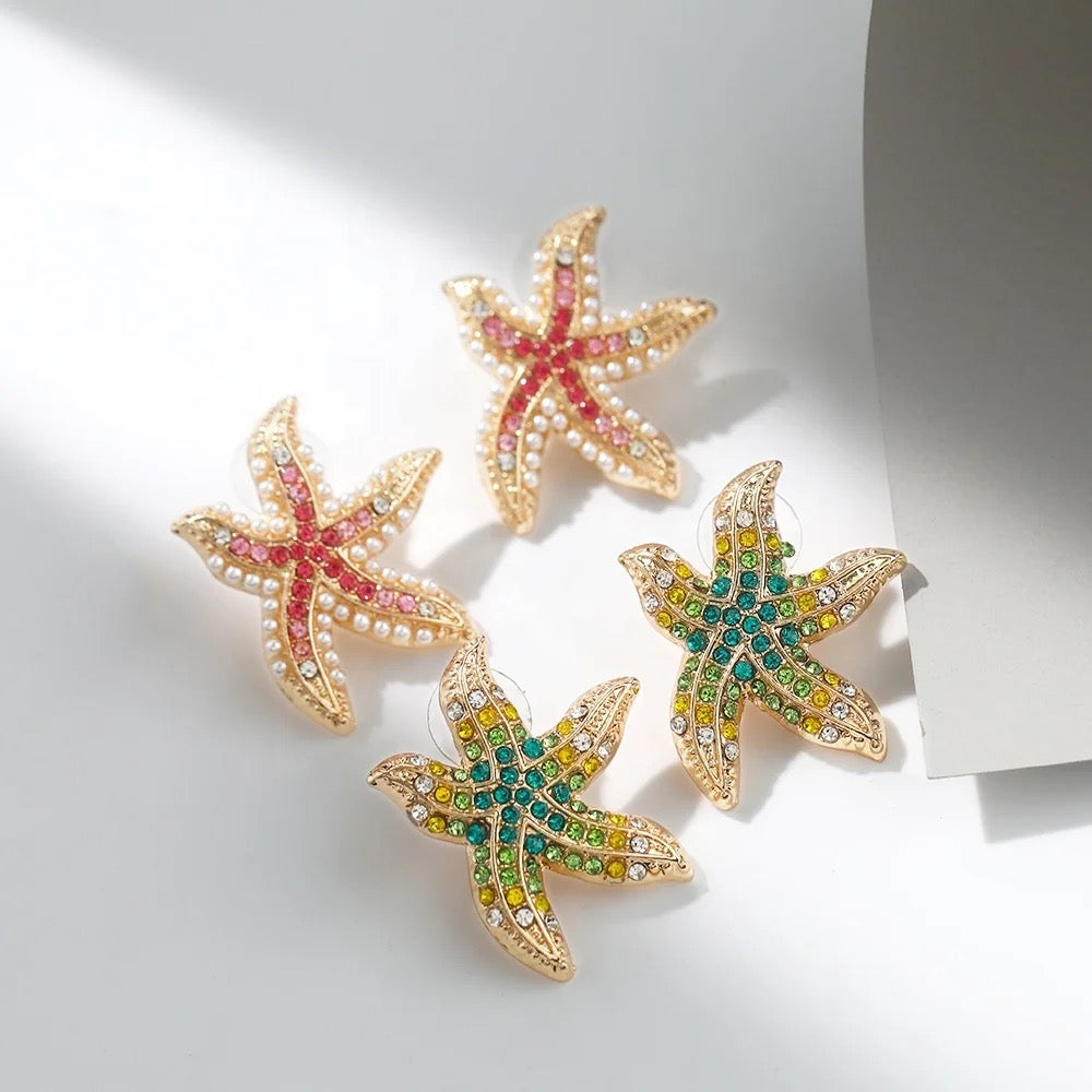 Coastal Embellished Starfish Studs