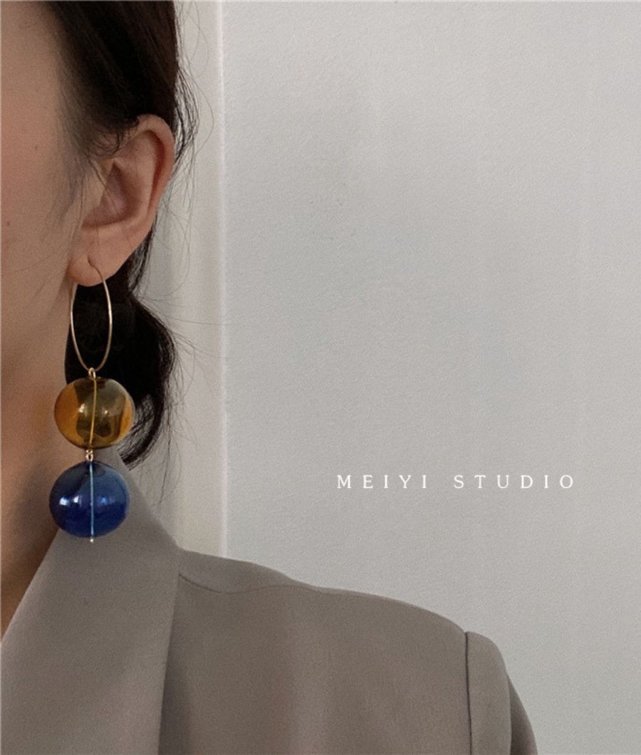 Midnight Amber Hoops