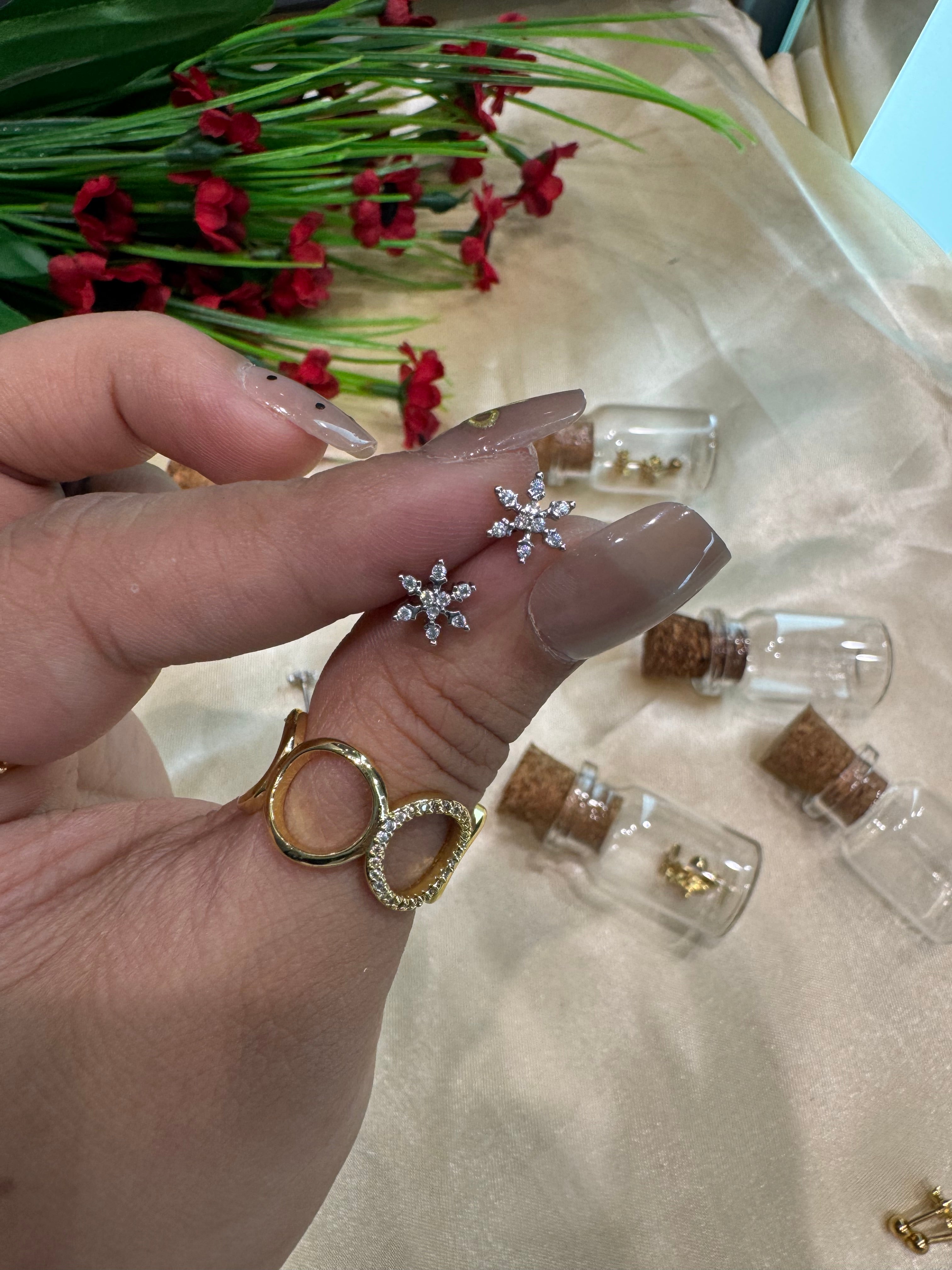 Crystal Snow Ball Back Studs