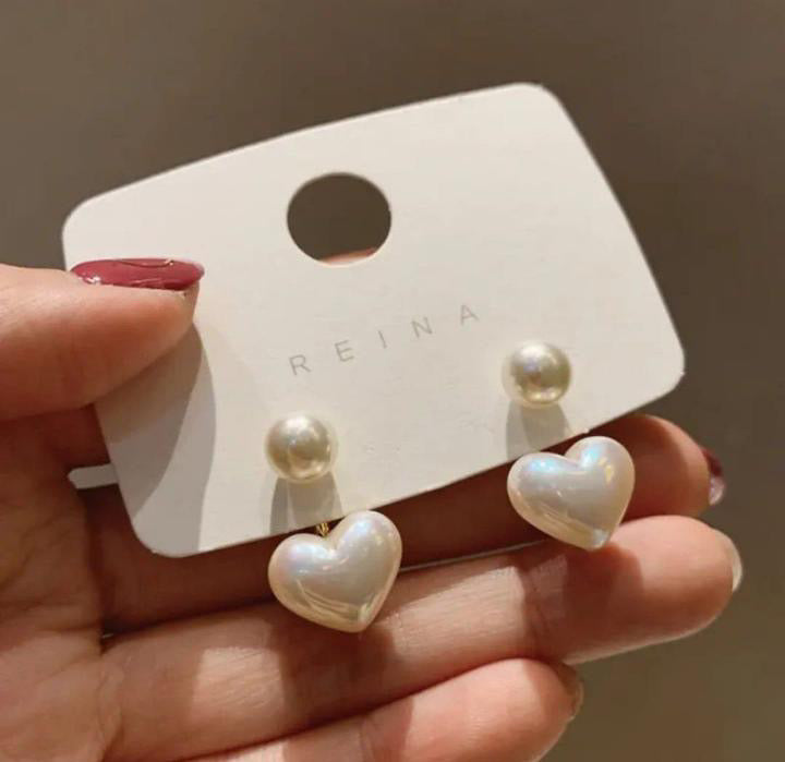 Heart pearl Studs